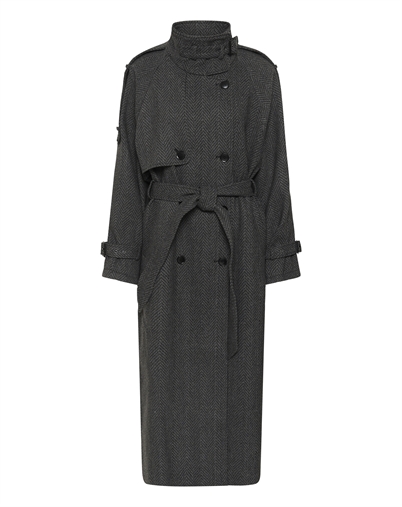 Gestuz - GZAvic Long Frakke - Herringbone Black/Grey